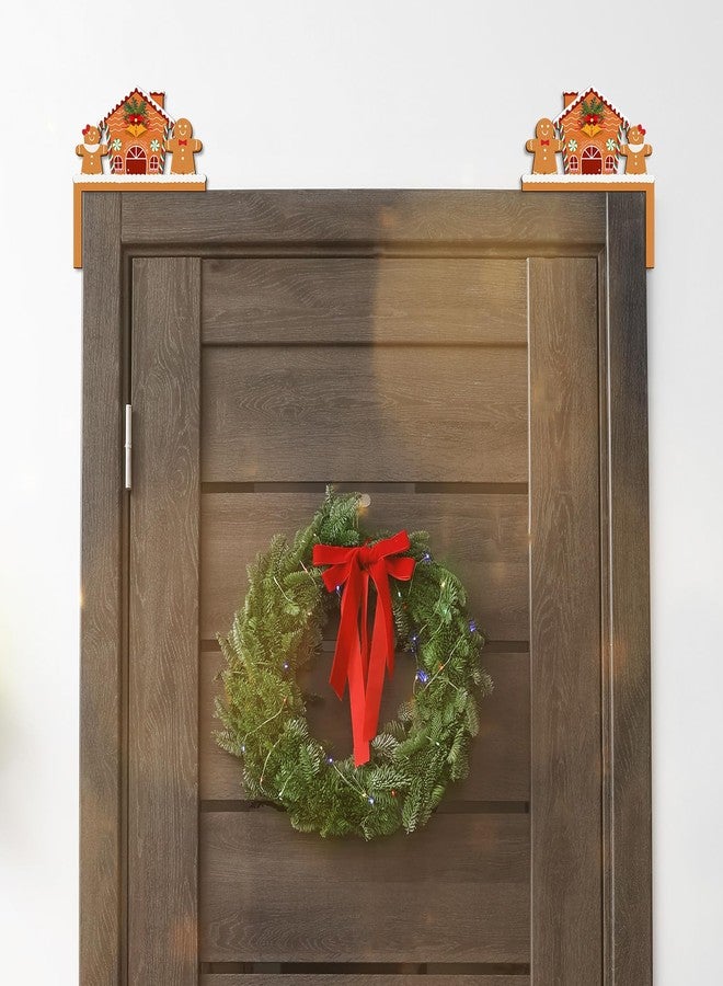 Pigort 2pcs Funny Christmas Door/Window Corner Decorations - Snowman Santa Windows Walls DIY Craft for Christmas Party Ornament (Gingerbread) - Image 4